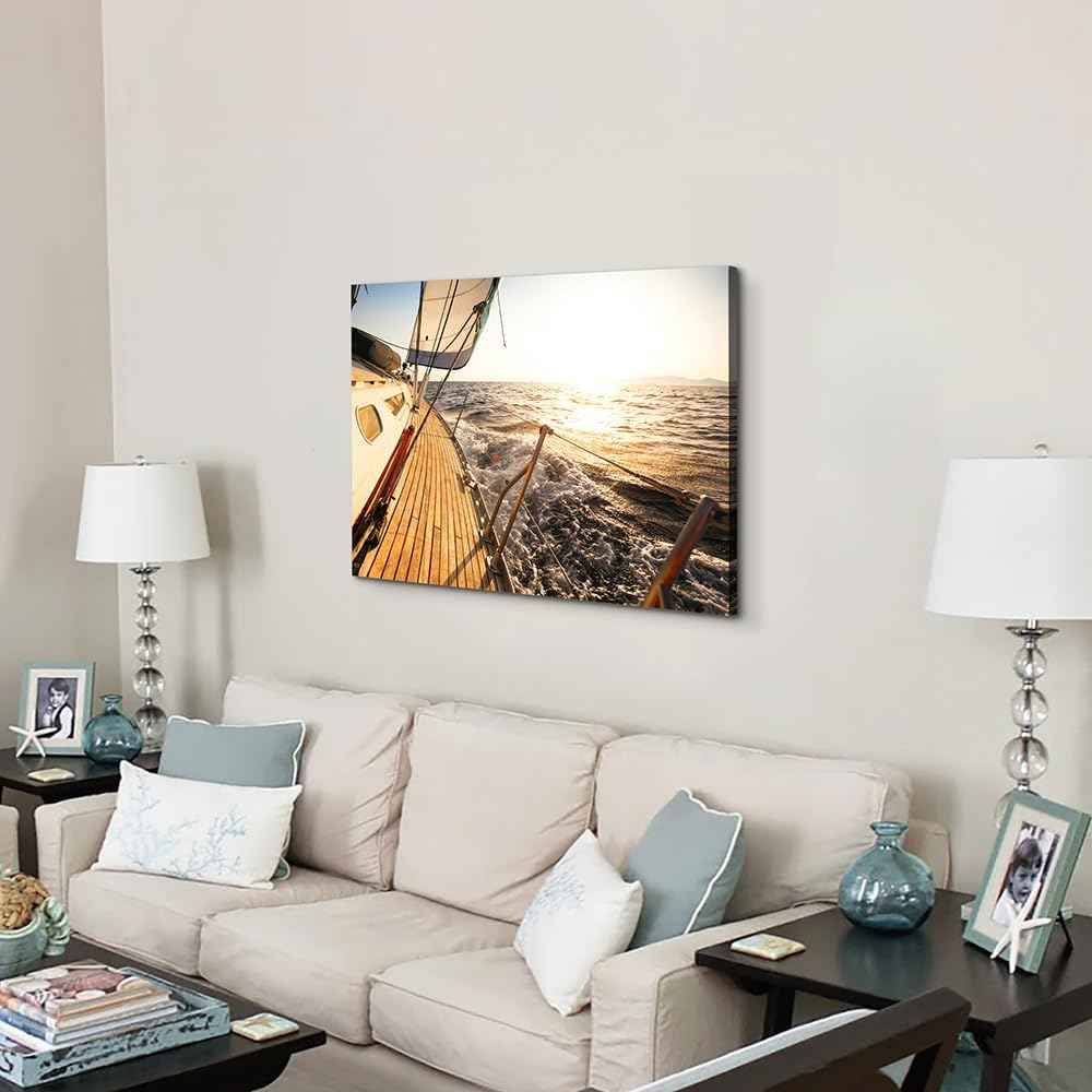Hardy Gallery Ocean Wave Canvas Wall Art Coastal Decor 16x11 Inch