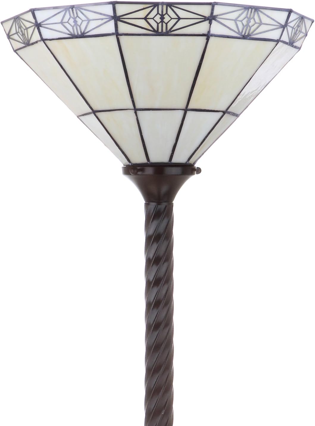 JONATHAN Y Moore Tiffany Style Torchiere Floor Lamp 68.57" Metal, Bronze | Handcrafted Multi-Color Stained Glass Bowl Shade