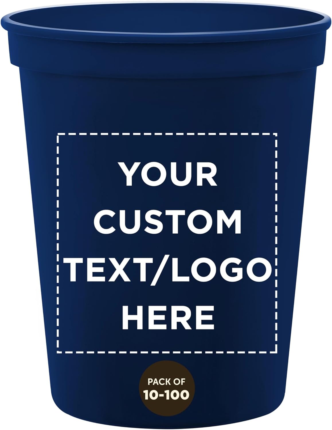 DISCOUNT PROMOS Custom Plastic Stadium Cups 16 oz. Set of 10/50/100, Personalized Bulk Pack - Perfect for Birthdays, Weddings, Picnic, Beach