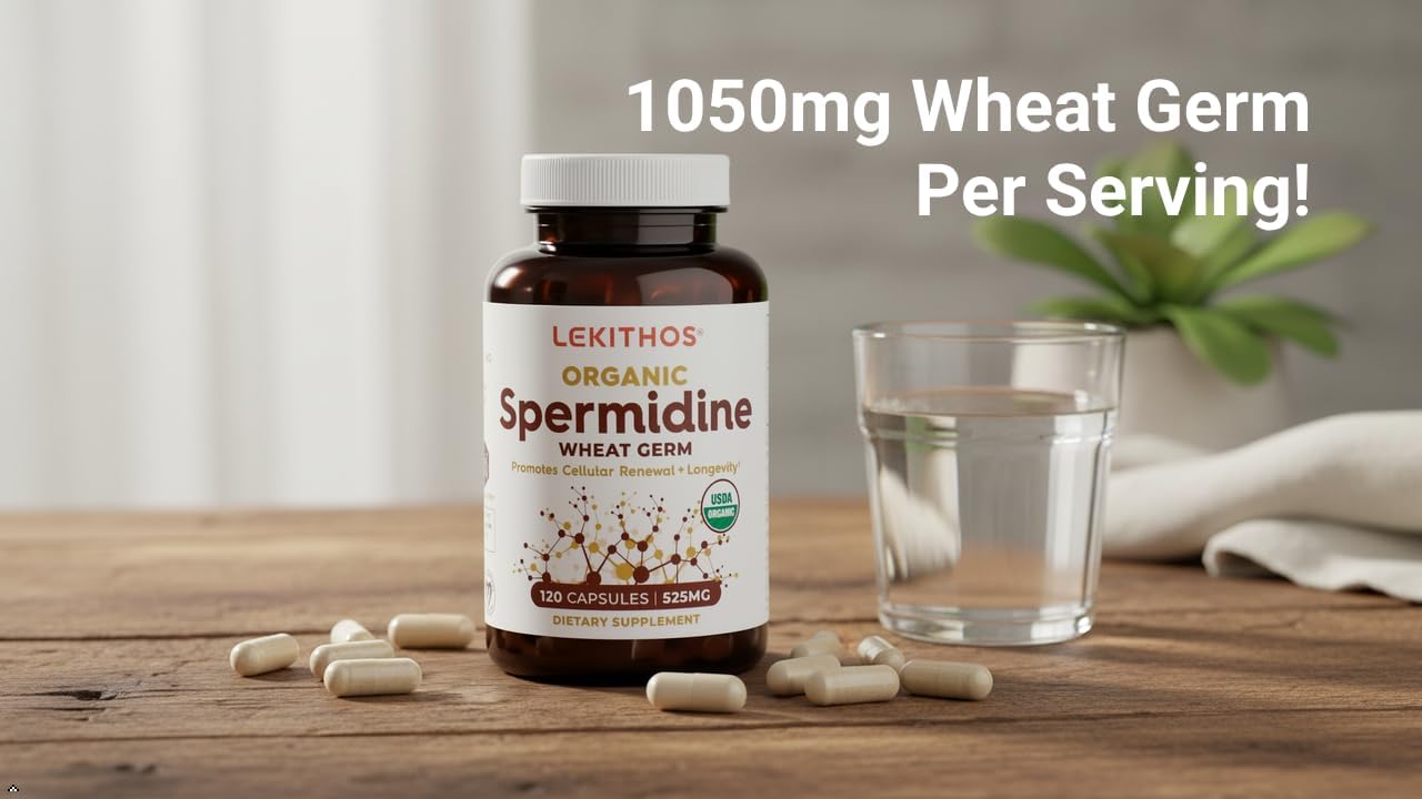 Organic Spermidine Capsules | Organic Wheat Germ Extract | Promotes Cell Renewal, Better Aging | Thiamine, Zinc