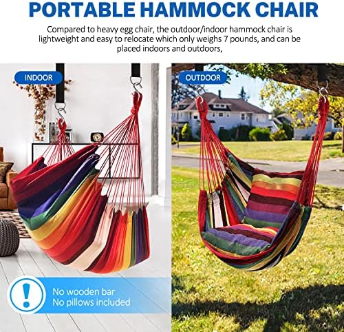 KPX Ourdoor Hanging Hammock Chair – Comfortable Tree Swing Chair Large Size 110X130cm（Without Pillows） - 330 Lbs Weight Capacity (Dark Gray)