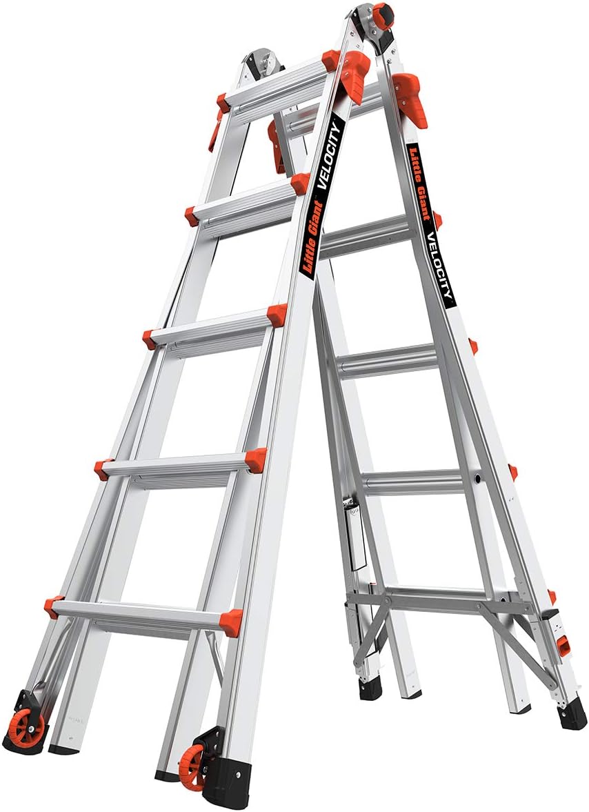 Little Giant Velocity, Aluminum Ladder, 14 ft Reach, 15413-001 | Telescoping Multi-Position Ladder with Extension, A-Frame, 90-Degree & Trestle Modes, 300 lbs. Rating