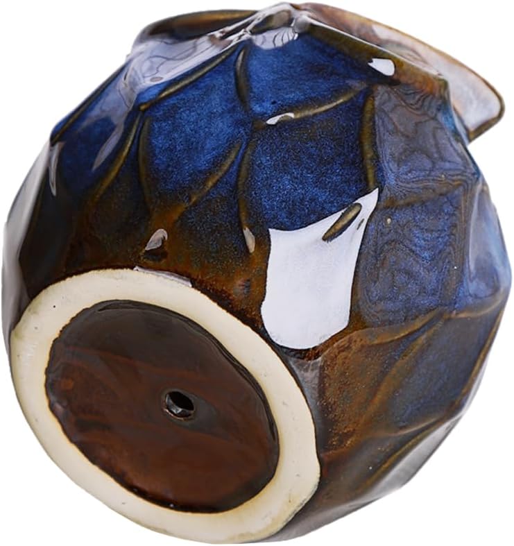 GeLive Blue Owl Ceramic Succulent Planter with Drainage Hole Animal Plant Pot Tabletop Decoration Vase Window Box Indoor Outdoor Decor (Blue)