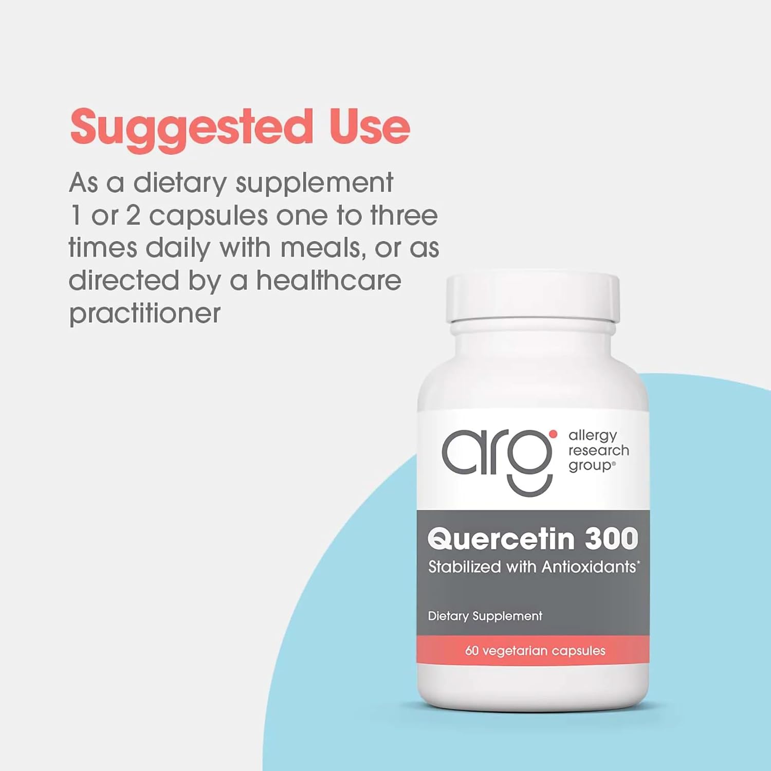 ARG Quercetin 300 - Supports Mast Cell and Histamine Response - Includes Vitamin C - Delivers 300 mg Quercetin Per Capsule - Vegetarian &