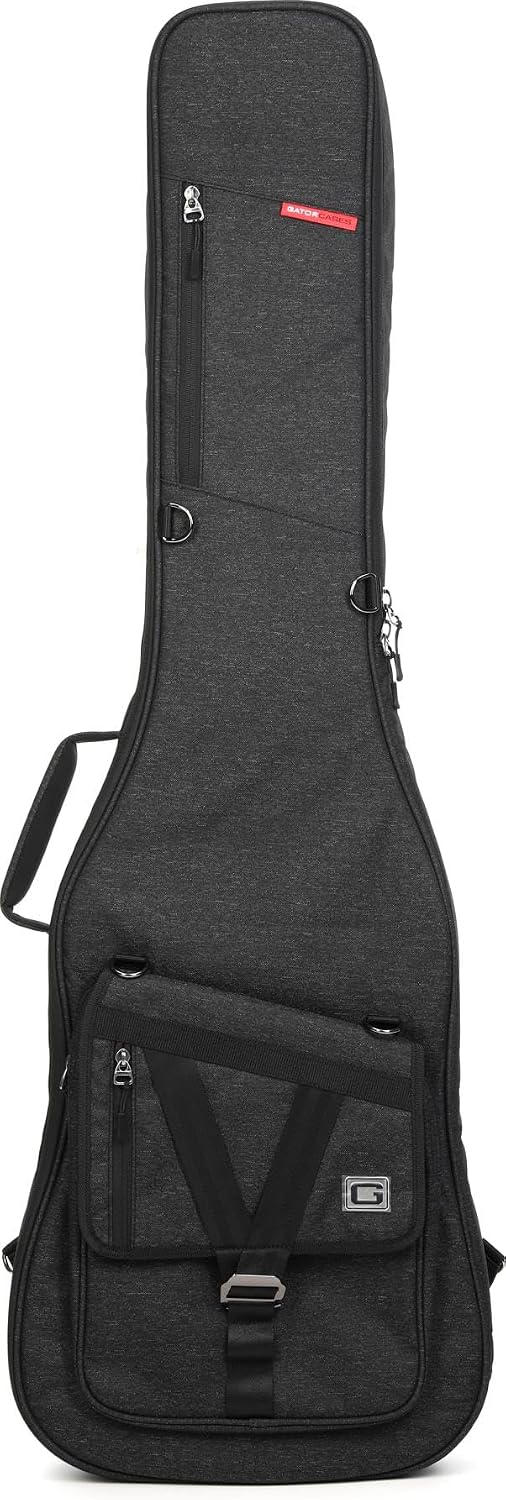 Gator Cases Transit Series Lightweight Bass Guitar Gig Bag with Back Pack Straps and Rubberized Base, Tan Exterior (GT-BASS-TAN)