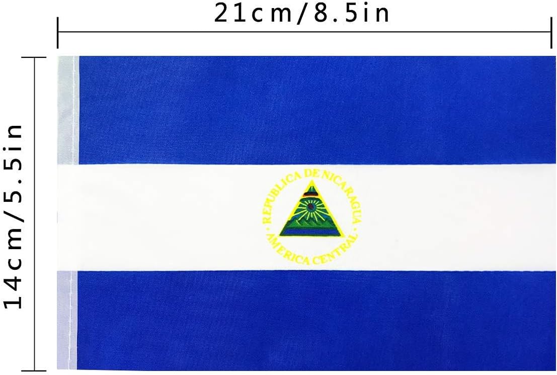 Nicaragua Nicaraguan String Banner Flag,5.5 x 8.2 Inch String Banner,Indoor and Outdoor Party Decorations,16 ft 20 Mini Flags.