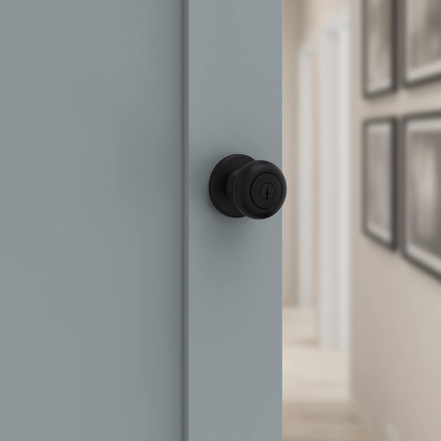 Kwikset Cove Interior Privacy Door Knob with Lock, Door Handle For Bathroom and Bedroom, Satin Nickel Keyless Turn Lock Doorknob, with Microban Protection