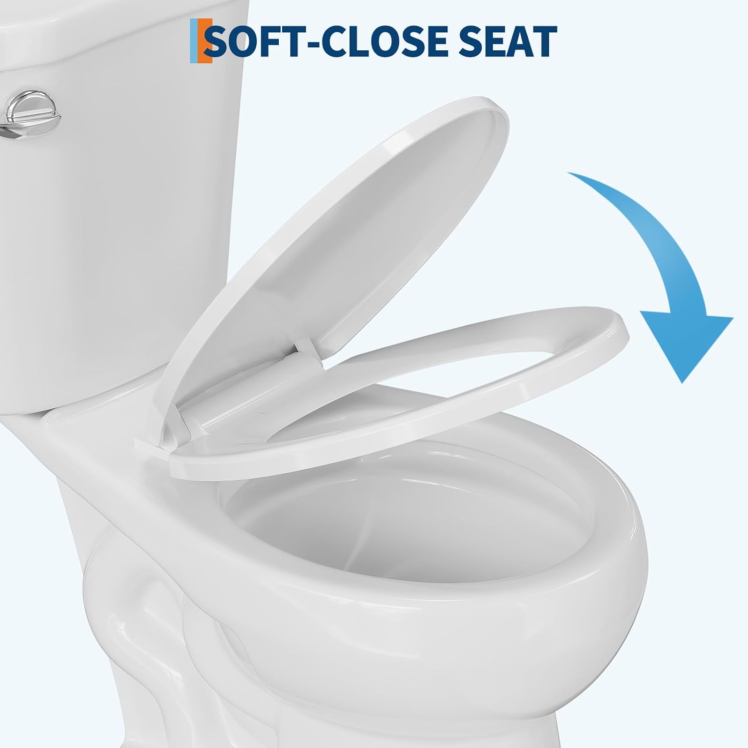 Two-Piece Toilets for Bathrooms, Comfort ADA Toilet with 19" Height, Elongated with Soft Close Seat, Power Flush 1.28 GPF