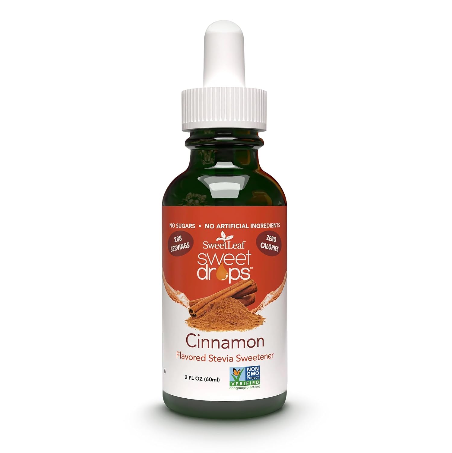SweetLeaf Stevia Drops Liquid Sweetener, Cinnamon - 2 Fl Oz, Pack of 1 | Sweet Drops, Organic Stevia Leaf Extract, Zero Calorie, No Erythritol, Sugar Substitute, With Dropper