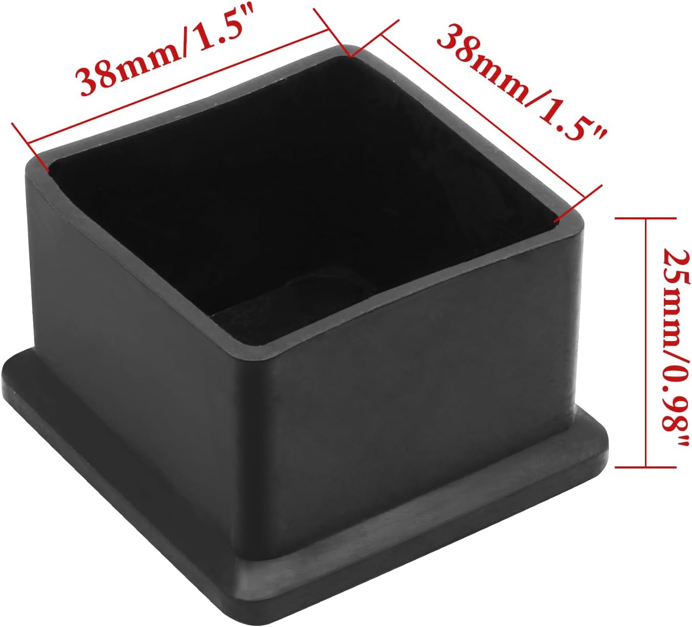 Bonsicoky 20Pcs Rectangle Rubber Furniture Leg Caps (3/4" x 1-1/2"), Vinyl Flexible Chair Leg Floor Protectors for Patio Indoor Chair Table Bed