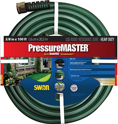 Swan Products SN7958100 Premium Heavy Duty Pressure Master Garden Hose 100 ft, 5/8" Diameter, Green