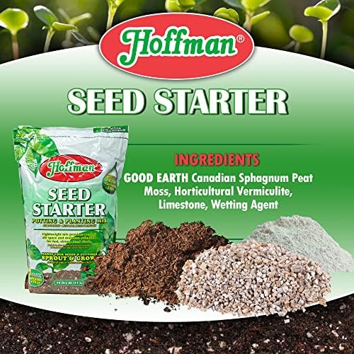 Hoffman Seed Starter Potting & Planting Mix with Wetting Agent for Moisture Retention, 10qt Bag