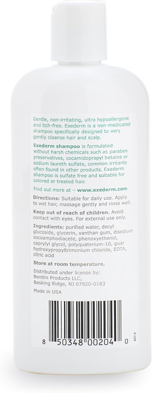 Exederm shampoo for Sensitive Scalp Eczema & Seborrheic Dermatitis 8oz | Extra gentle eczema shampoo for highly sensitive itchy allergic scalp