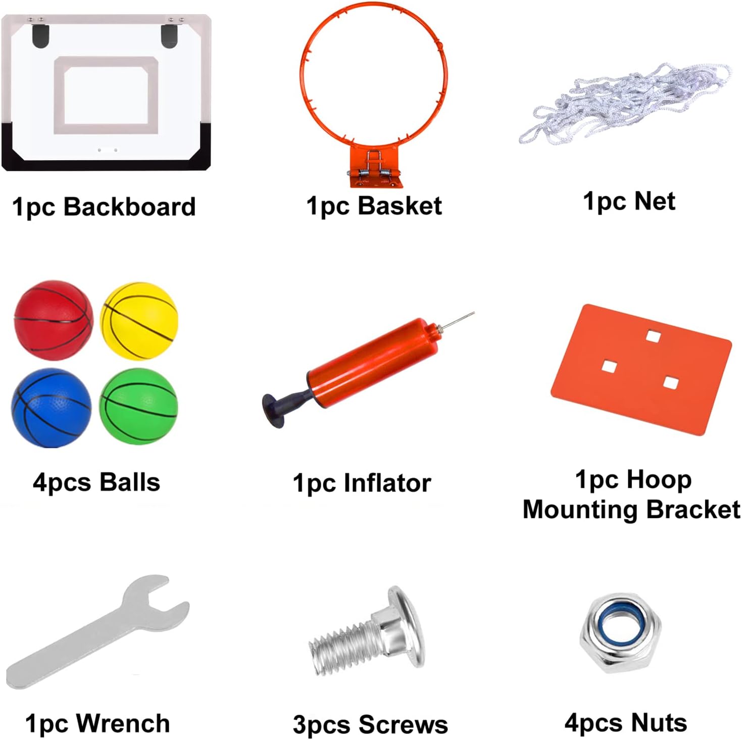 Indoor Mini Basketball Hoop for Kids, Over The Door Basketball Hoop Indoor with 4 Balls & Inflator