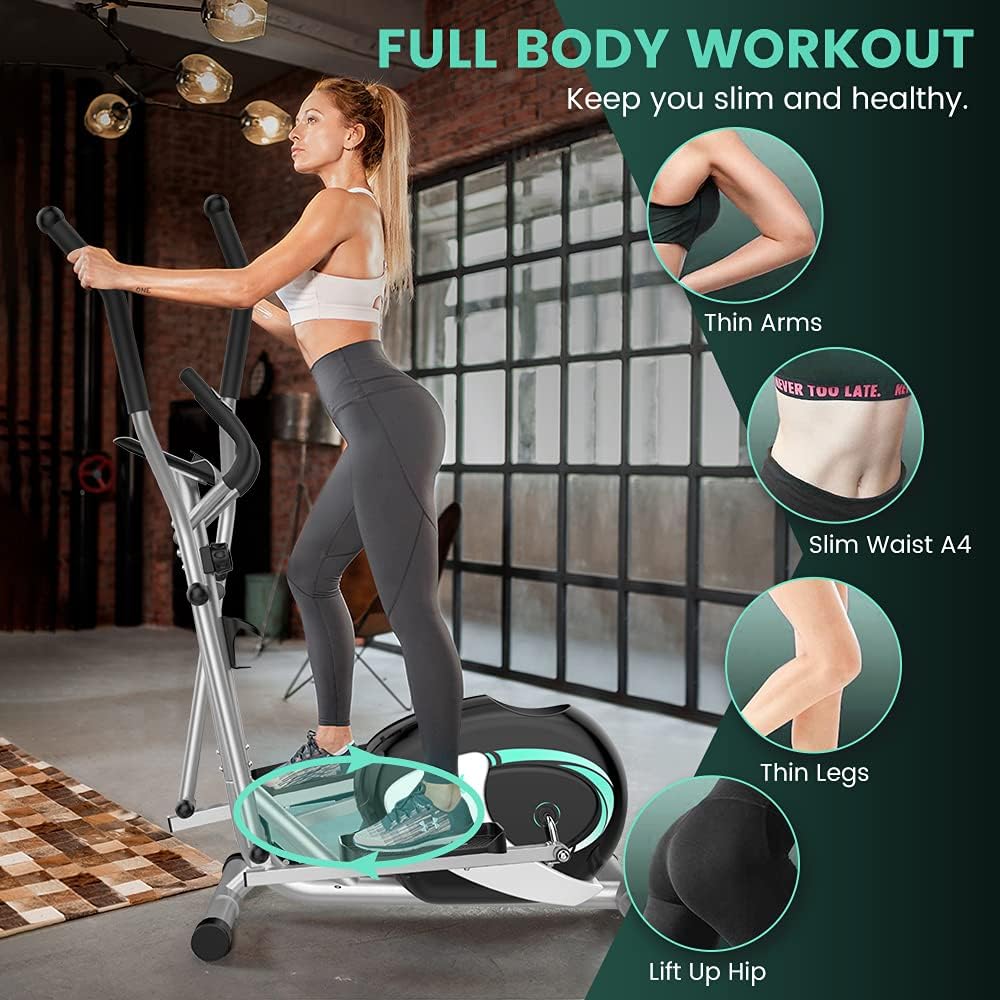 Dripex Elliptical Exercise Machine, Elliptical Machine for Home with 16 Resistance Levels, Quiet & Smooth Magnetic Elliptical Training Machines with 13.2 lb Flywheel, LCD Monitor & Pulse