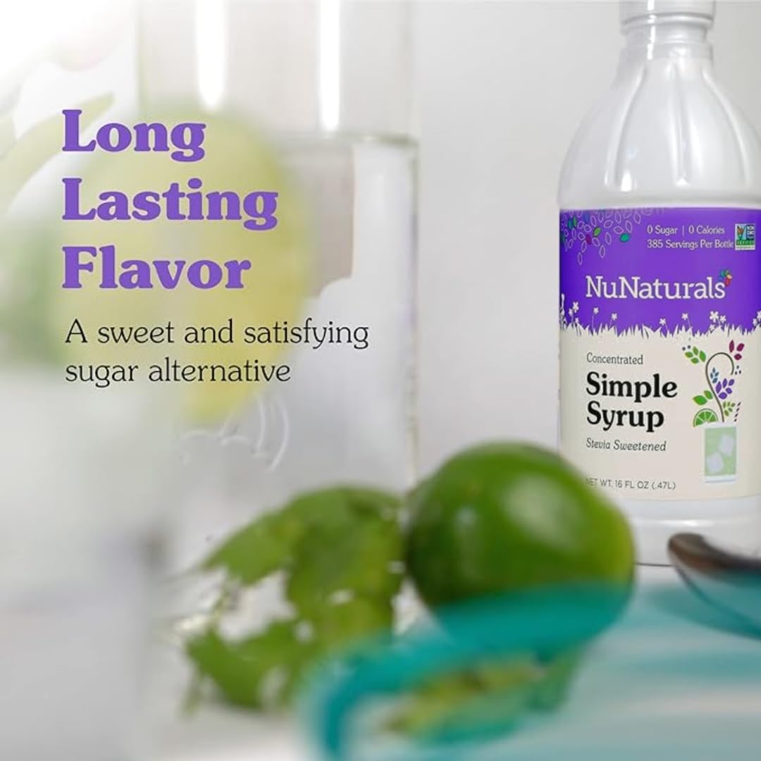 NuNaturals Stevia Syrup Sweetener, Chocolate, Sugar-Free, 16 oz