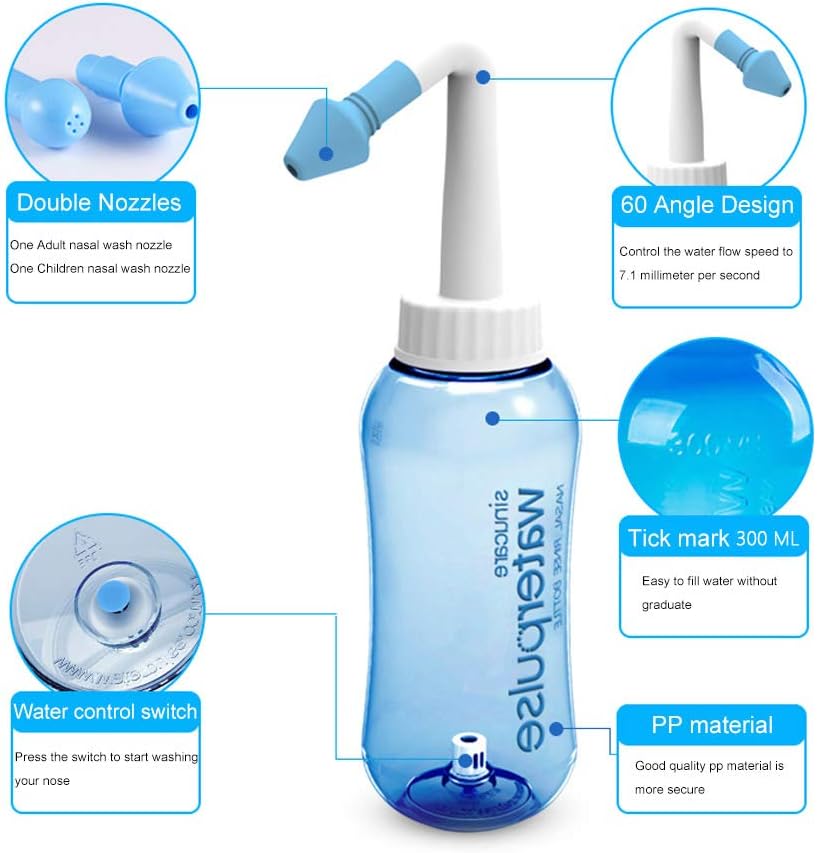 Carllg Neti Pot - Nasal Irrigation Wash Bottle, Sinus Rinse Salt Packets