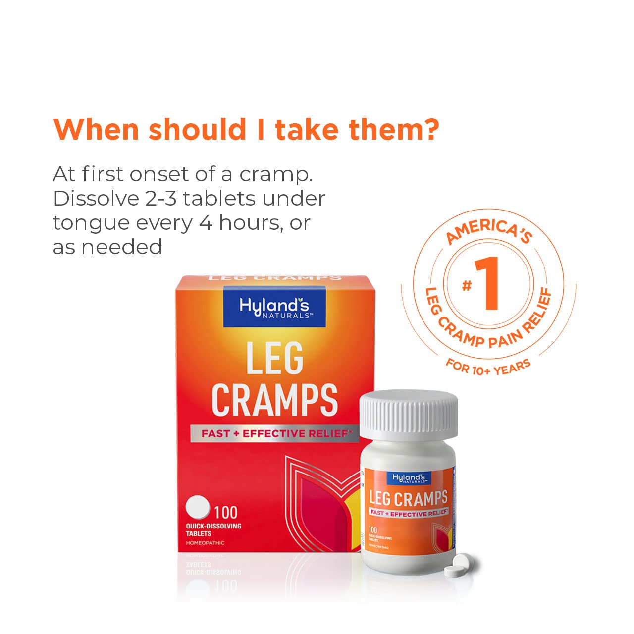Hyland's Leg Cramps, Relief of Leg, Calf, Charley Horses, and Foot Cramps, 50 Quick-Dissolving Tablets