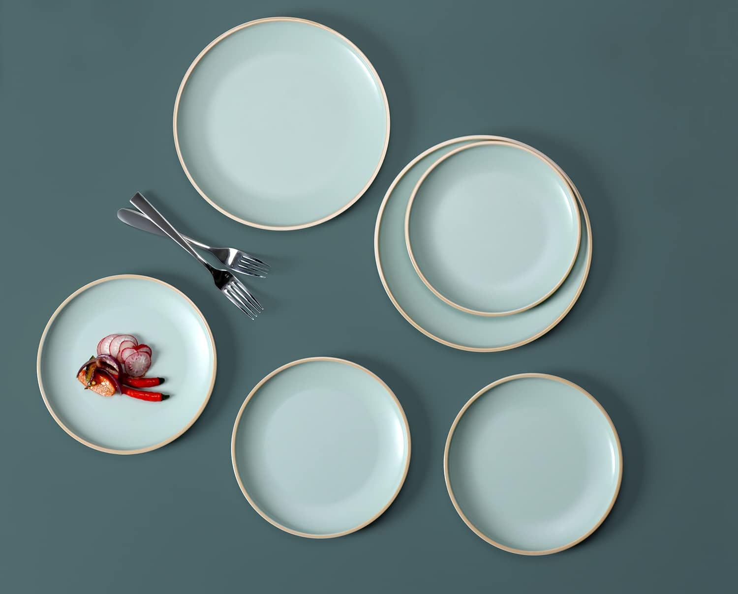 Melamine Dinnerware Sets, Plates and Bowls Sets 12 Pcs, Melamine Plates, Dish Set for 4, Unbreakable Dinnerware Set for Party, BPA Free