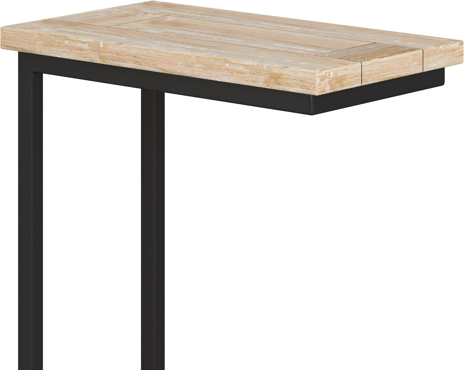 SIMPLIHOME Skyler 18" Wide Solid Wood C-Side End Table in Dark Cognac Brown | Industrial slide-under accent table with open frame, assembled; perfect for living rooms as a side table or sofa table.