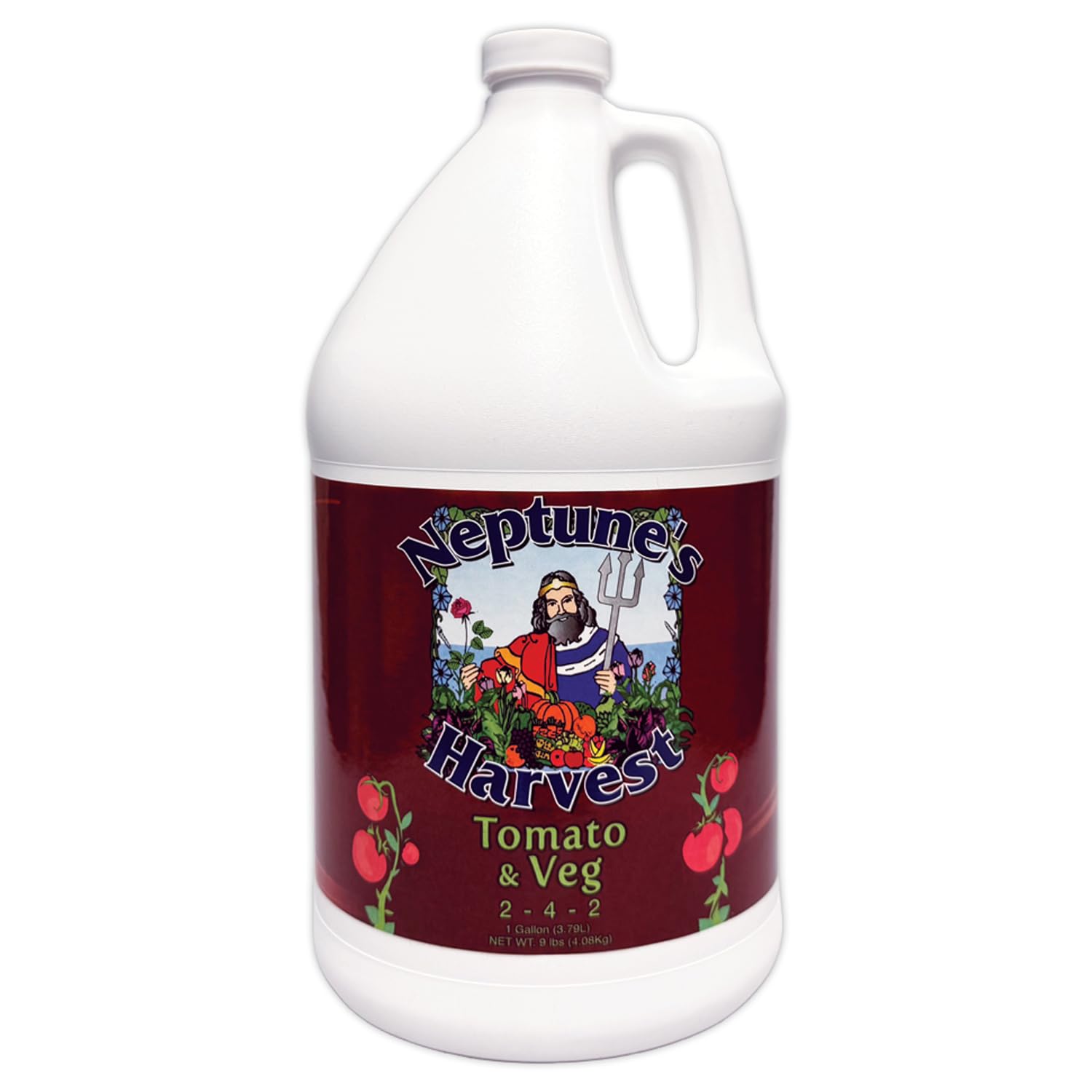 Neptune’s Harvest Organic Tomato & Vegetable Plant Fertilizer (2-4-2) - Liquid Plant Food w/Fresh Fish, Seaweed, Molasses, Yucca Extract, & Humic Acids - for Vegetable Garden (Gallon)