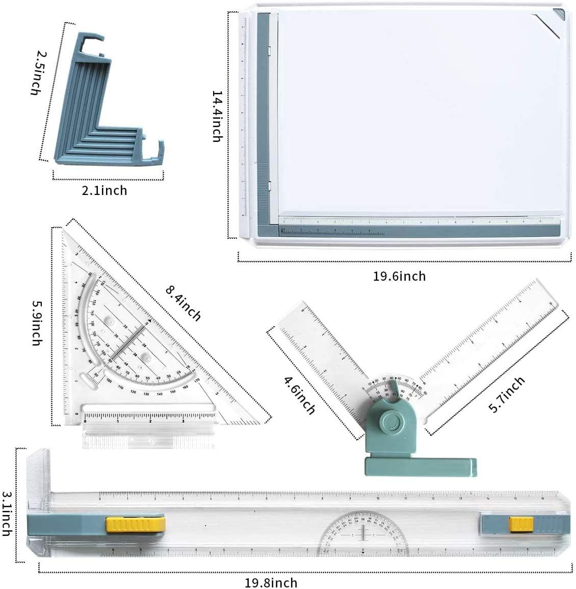 Frylr Inch A3 Drawing Board Drafting Table Multifunctional Drawing Board Table with Clear Rule Parallel Motion and Angle Adjustable Measuring System
