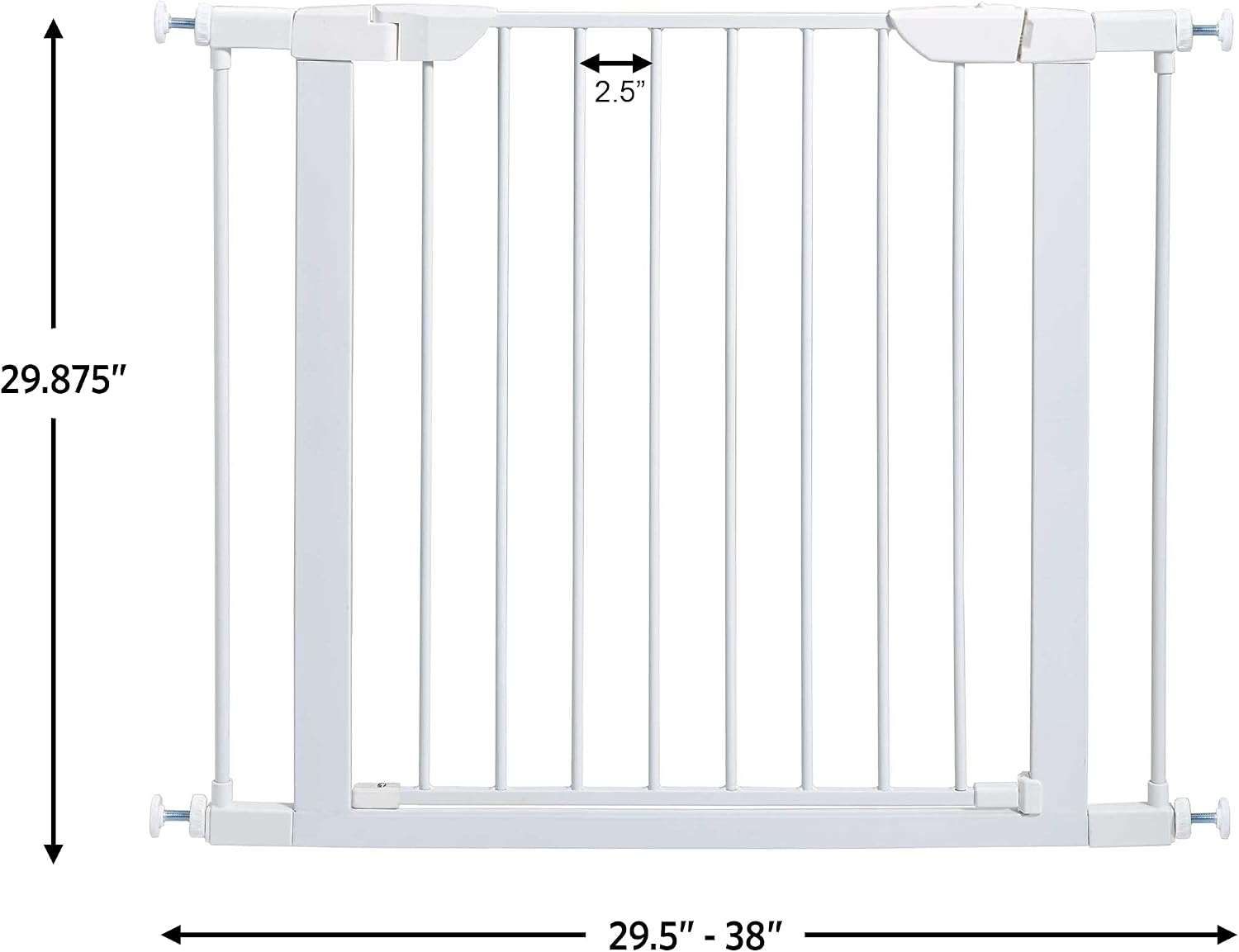 Midwest Homes 39-Inch Steel Walk-Thru Dog Gate, Expands to 38" | Pressure Mounted, Expands 29.5"- 38" Wide, Auto-Close Door, Spring-Loaded Latch, Includes Two 3" Extensions