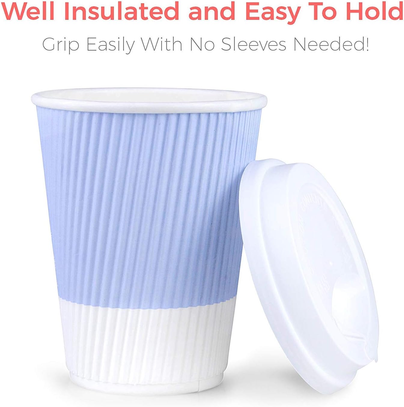 Disposable Coffee Cups With Lids - (80 set) 12 oz Paper To Go Coffee Cups With Resealable Lids Prevent Leaks! Travel Insulated Hot Beverage Drink Cup. Will Not Bend With Heat or Burn Fingers