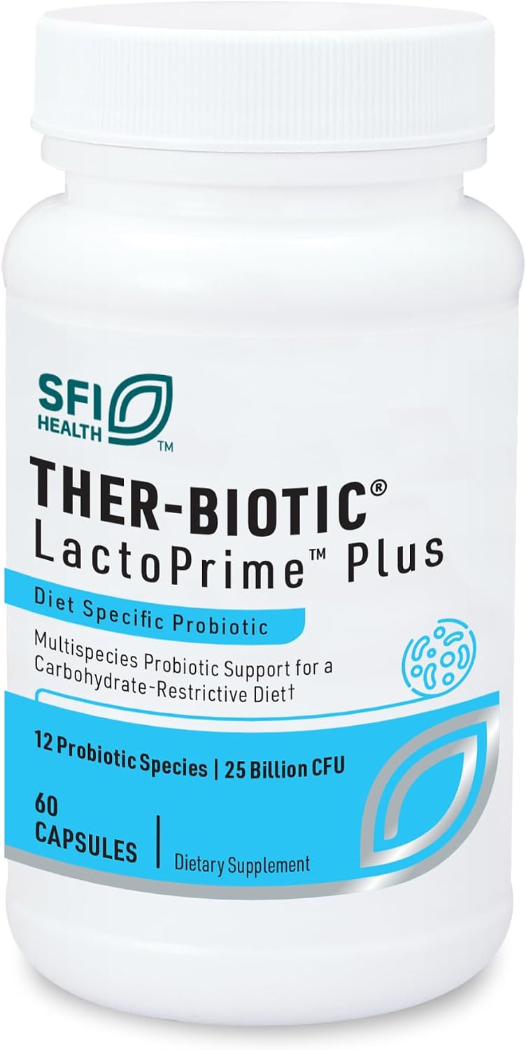 Klaire Labs SFI Health Ther-Biotic LactoPrime Plus, 60 Capsules | Lactobacillus and Bifidobacterium Probiotics for Digestive Health