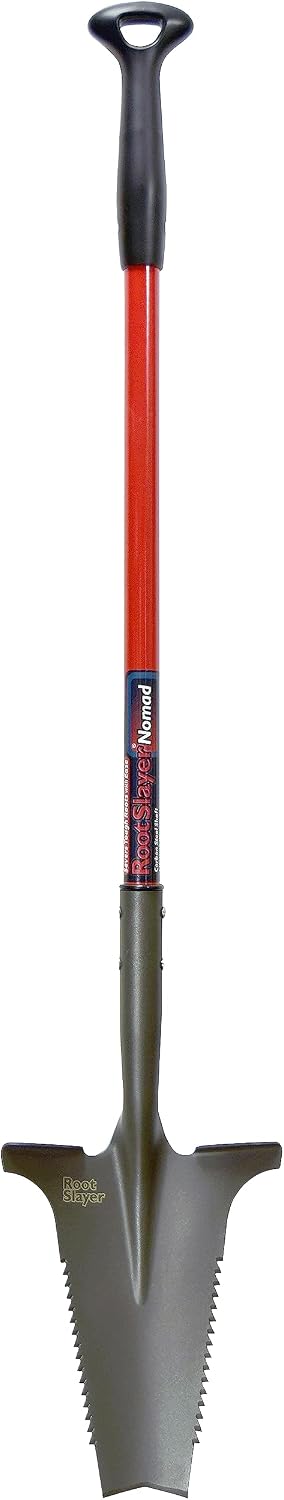 Root Slayer 22011 Garden Shovel, Serrated Blade, Red