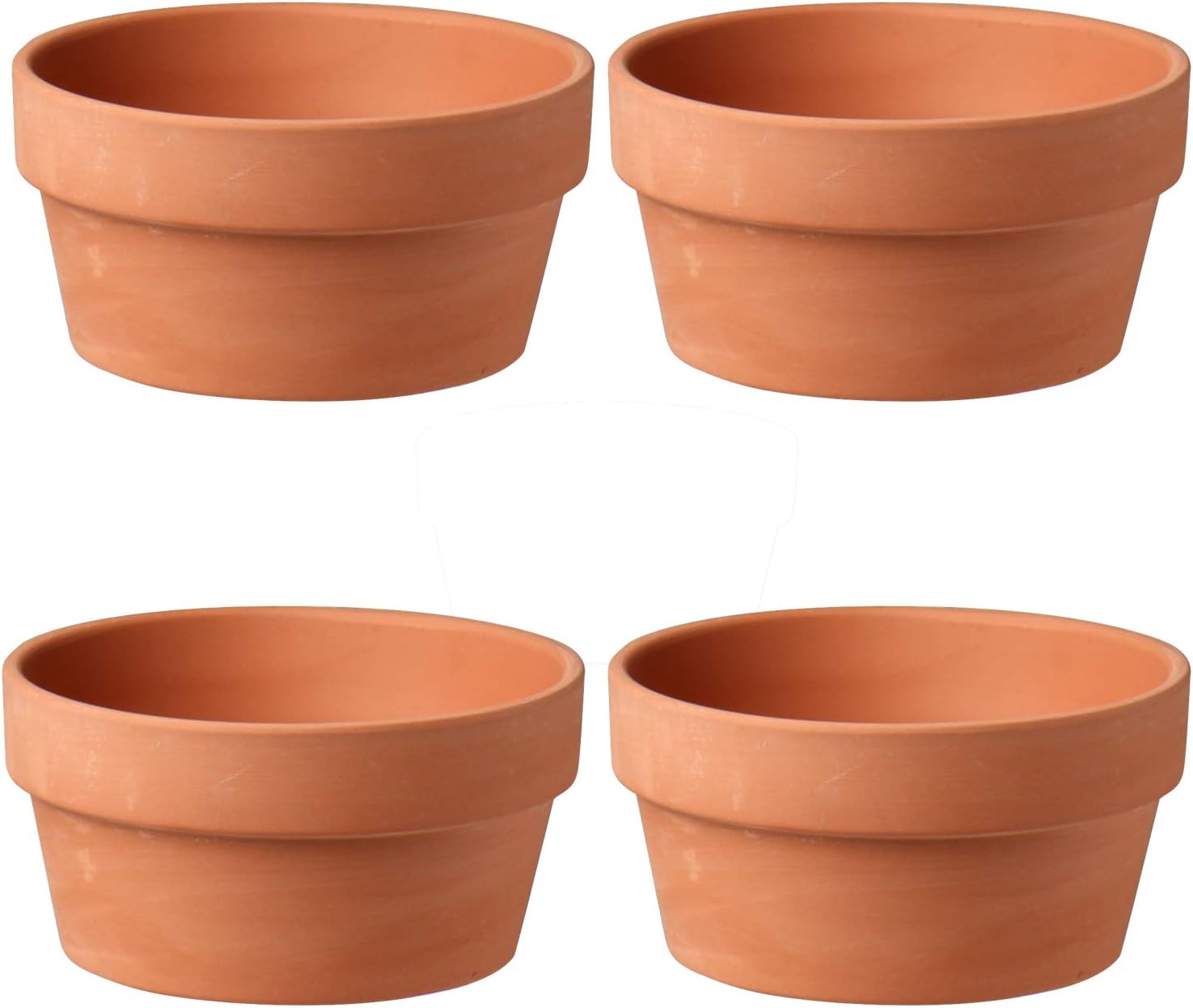 Briful 4 Shallow Terracotta Pots 5.5"x2.8" Flower Pots Clay Pottery Planter with Drainage Hole - Great for Cactus, Succulent Plants and Crafts
