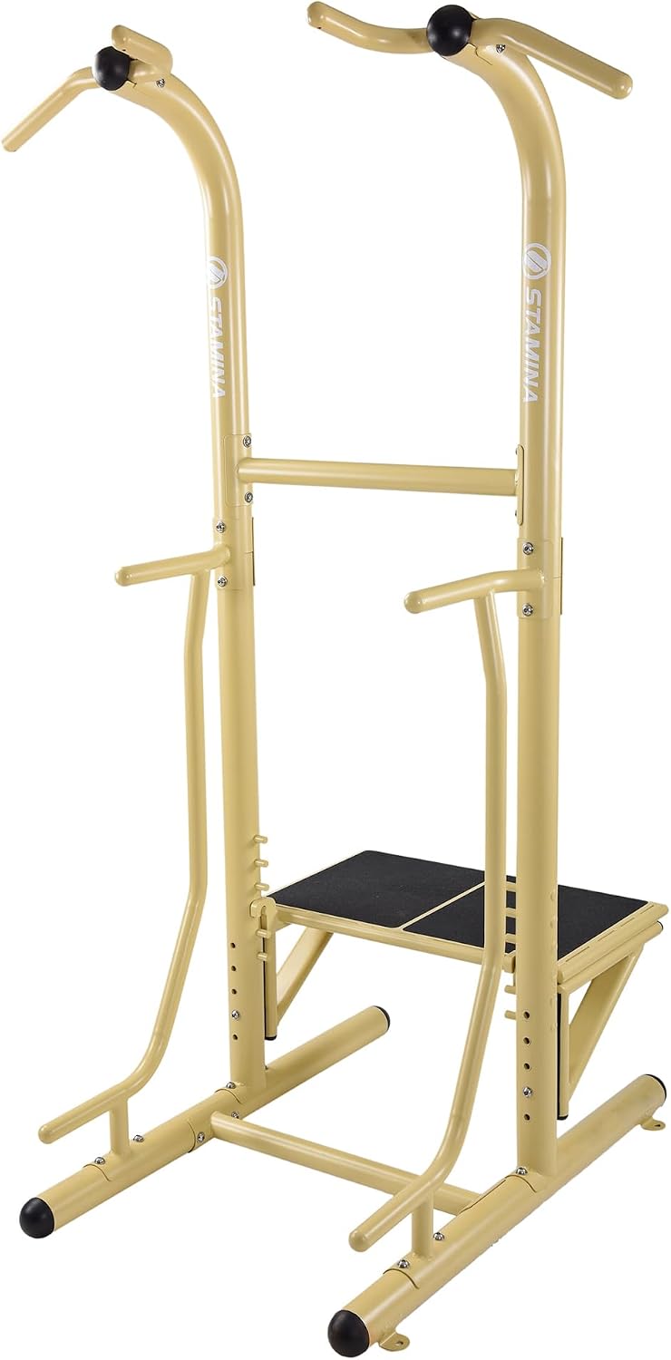 Stamina Pull Up Bar Tower & Dip Station, Free Standing Outdoor Home Gym Equipment - Adjustable and Portable Workout Stand for Calisthenics Body Weight Training
