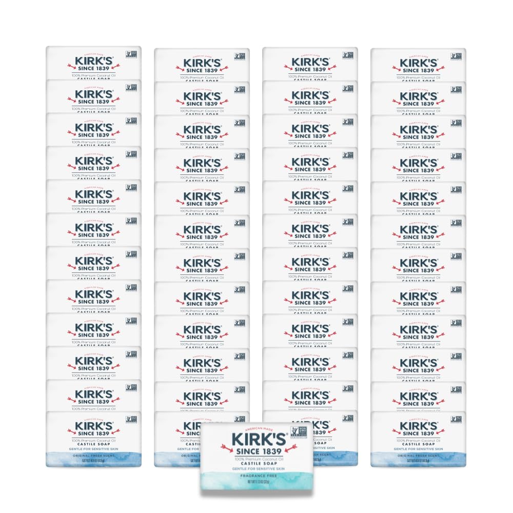 Kirk's Castile Bar Soap, Aloe Vera - Clinically Tested, Safe for Sensitive Skin with Coconut Oil, Vegan and Non-GMO - 4 oz Bars, 6 Pack