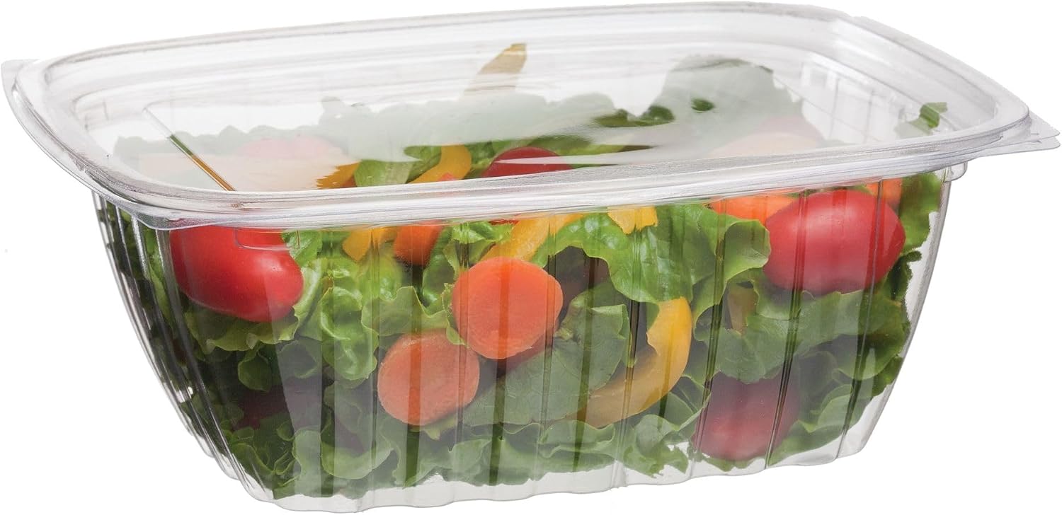 Eco-Products EPRC32 Renewable & Compostable Rectangular Deli Containers - 32oz., 50 Per Pack (Case of 4 Packs), clear