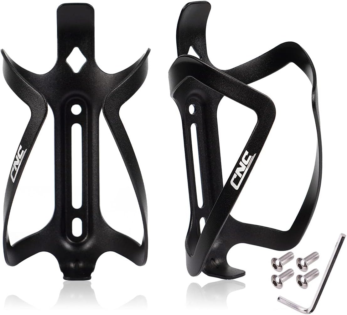 CNC Bike Water Bottle Holder，2-Pack Bike Bottle Cage for MTB Road Bike，Black