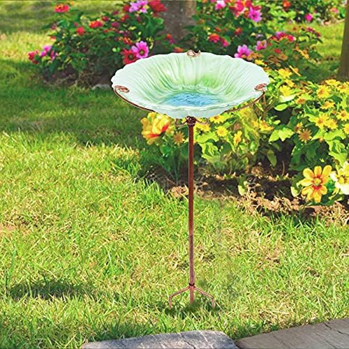 MUMTOP Glass Bird Bath for Outside, Blue Bird Feeder Birdbaths for Oudoors