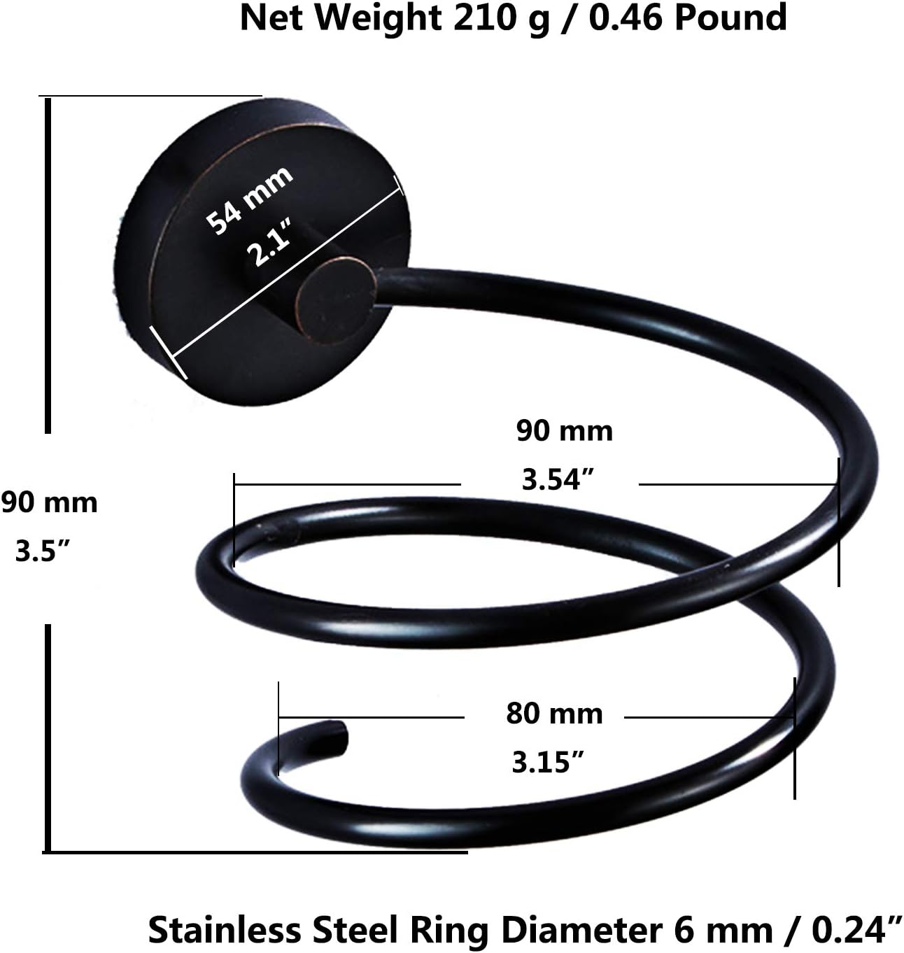 Hair Dryer Holder Stainless Steel Chromed (Black)