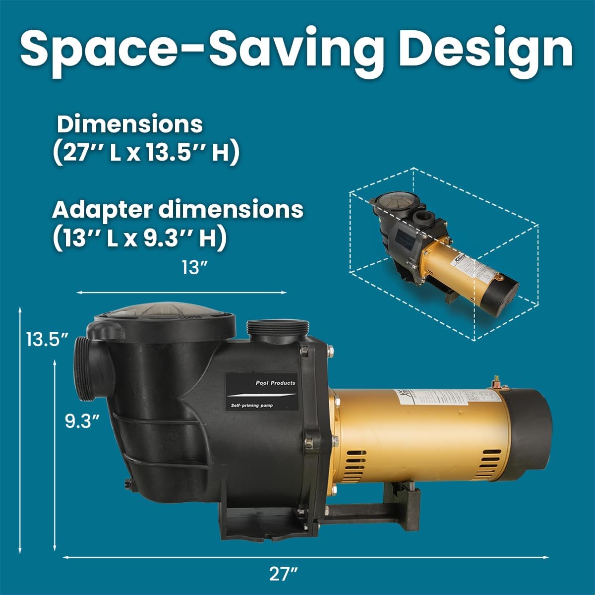 XtremepowerUS 3/4HP 2,400GPH High Flow Pond DIY Self Priming for Above Ground Swimming Pool Pump Strainer Basket 1.5" NPT Inlet/Outlet With Adapter Set