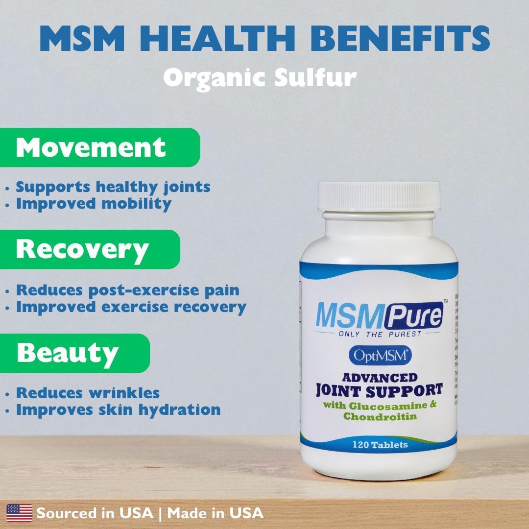 KALA HEALTH MSMPure Advanced Joint Support Tablets – Glucosamine, Chondroitin, OptiMSM, Ester-C & Manganese for Joint Health, Flexibility & Mobility – Vegetarian-Sourced Glucosamine, 360 Count