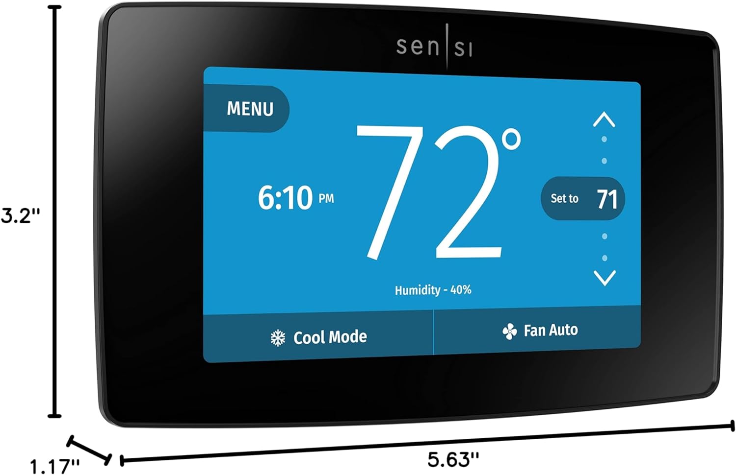 Sensi Touch Smart Thermostat by Emerson with Touchscreen Color Display, Programmable, Wi-Fi, Mobile App, Easy DIY, Data Privacy, Works with Alexa, Energy Star Certified, ST75 - Black, C-Wire Required