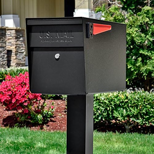 Mail Boss 7506 Mail Manager Security Mailbox and 7121 Mounting Post, Black