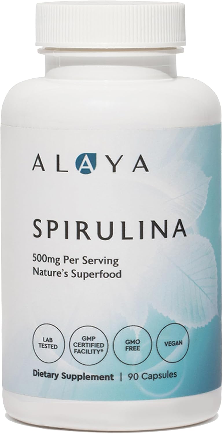 Alaya Pure Spirulina 500mg Hawaiian Blue Green Algae 90 Capsules