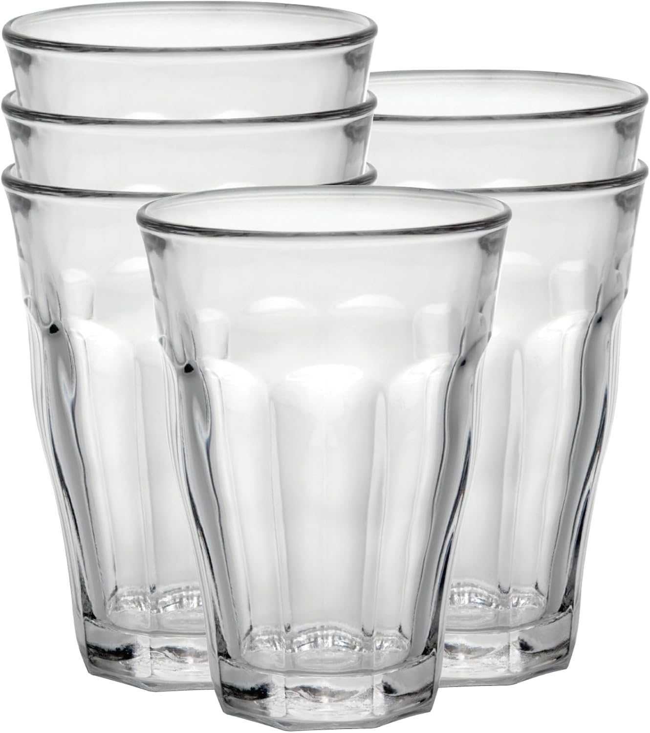 Duralex Made in France Prisme Marine Glass Tumbler Drinking Glasses, 8.75 ounce - Set of 6, Marine Blue