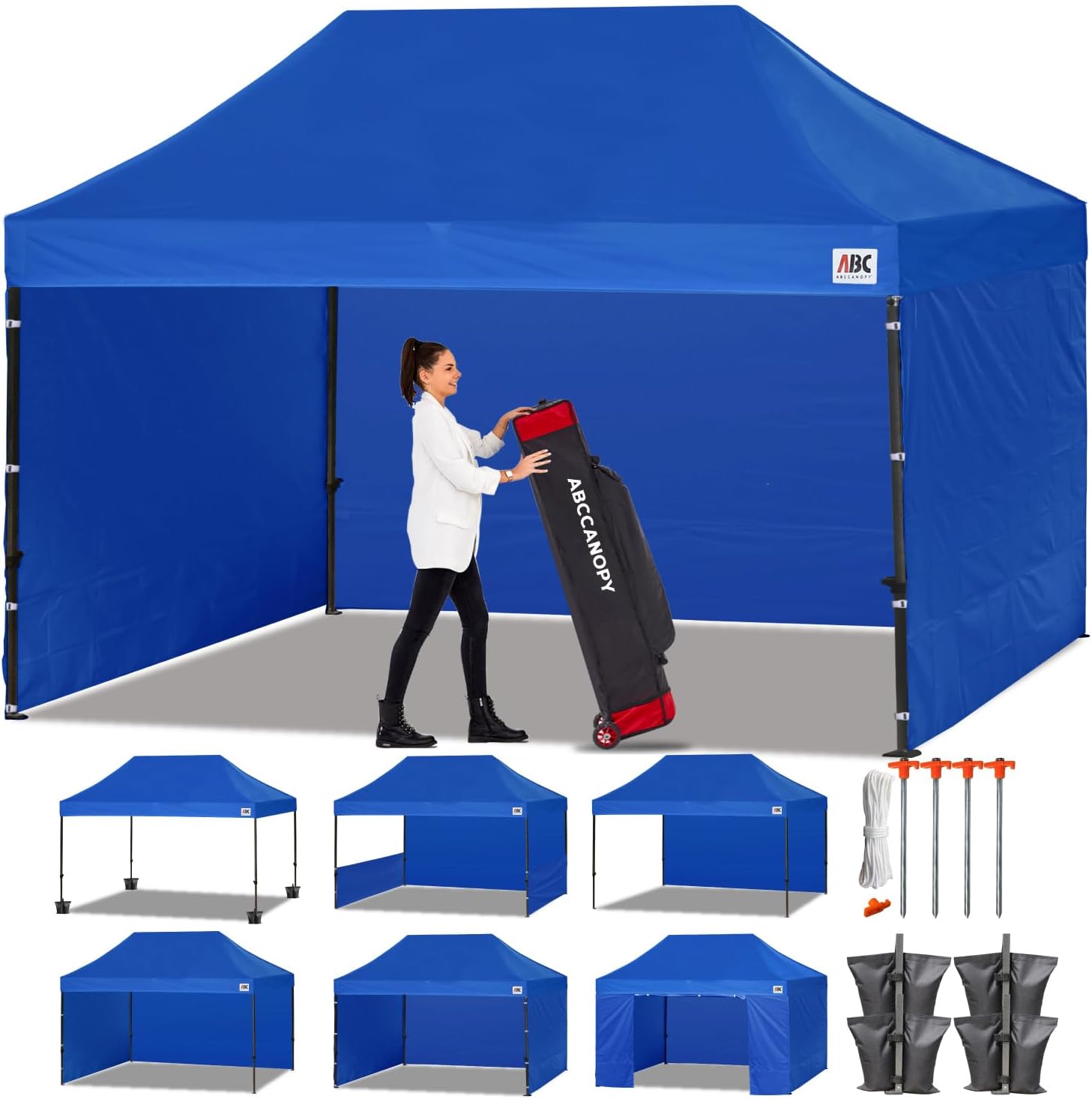 ABCCANOPY Heavy Duty Easy Pop up Canopy Tent with Sidewalls 10x20, Turquoise