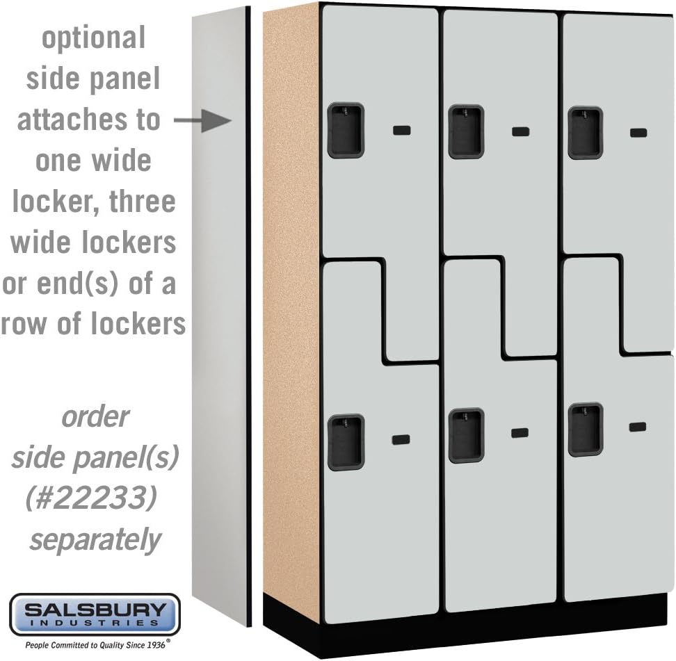 Salsbury Industries 2-Tier S-Style Extra Wide Designer Wood Locker with Three Wide Storage Units, 6-Feet High by 18-Inch Deep, Mahogany