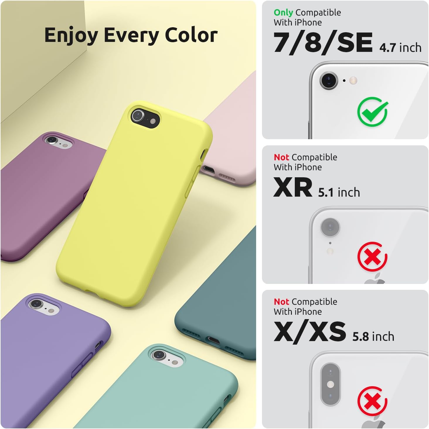 SURPHY Designed for iPhone SE Case, iPhone 8 Case, iPhone 7 Case, Liquid Silicone Phone Case for iPhone se 3rd 2nd SE 2022 SE 2020, Blue