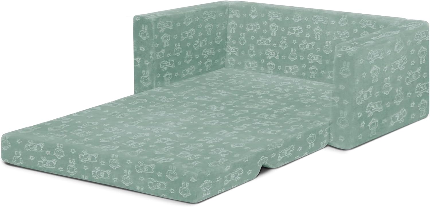 Delta Children - Serta Perfect Sleeper Kids 2-Seater Sofa, Convertible 2-in-1 Flip Open Toddler Couch Sleeper, Foam Chair for Playroom & Bedroom