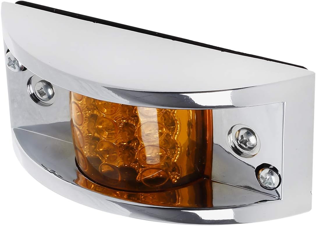 Partsam 4x Sealed Chrome Armored LED Trailer Clearance Light Side Marker Light 12LED Amber