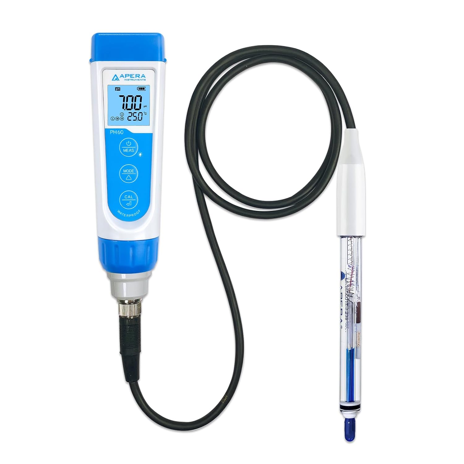 Apera Instruments AI311 Premium Series PH60 Waterproof pH Pocket Tester Kit, Replaceable Probe, ±0.01 pH Accuracy, Lcd display