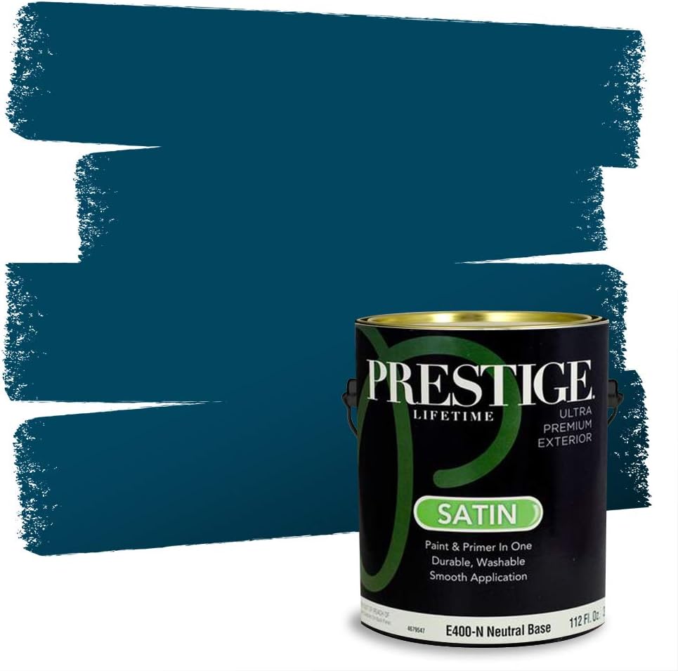 Prestige Paints E400-P-SW6506 Exterior Paint and Primer in One, 1-Gallon, Satin, Comparable Match of Sherwin Williams Vast, 1 Gallon, SW45-Vast Sky